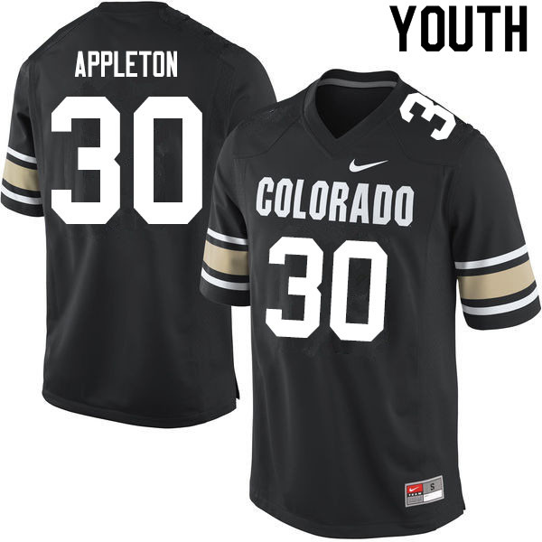 Youth #30 Curtis Appleton Colorado Buffaloes College Football Jerseys Sale-Home Black - Click Image to Close